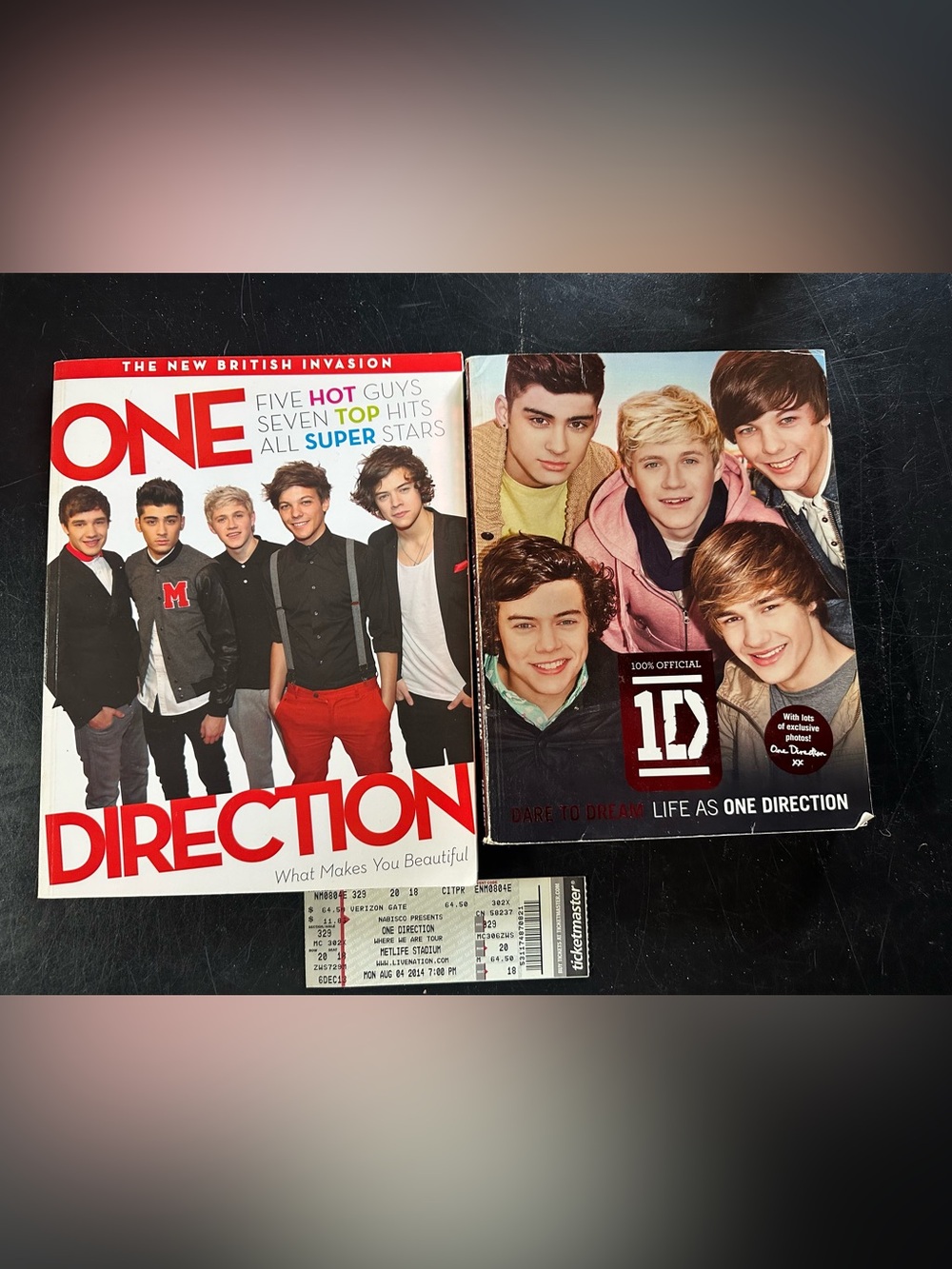 One Direction Books with a Ticket Stub
